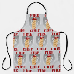 Fire Chef Funny Cooking Time Cartoon Slogan Schort