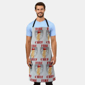 Fire Chef Funny Cooking Time Cartoon Slogan Schort (Gedragen)