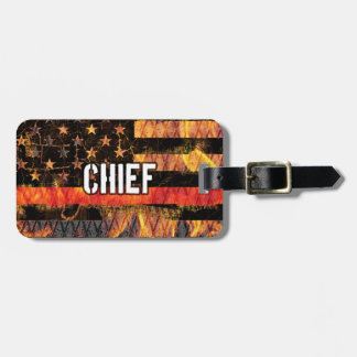 Fire Chief Firefighter Flag Bagagelabel