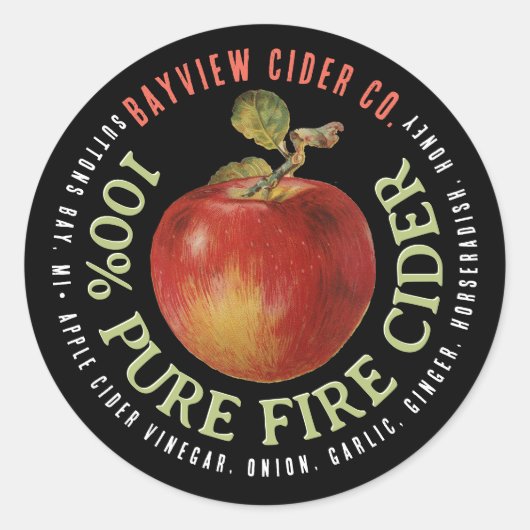 FIRE CIDER Modern Apple Cider Label (Voorkant)