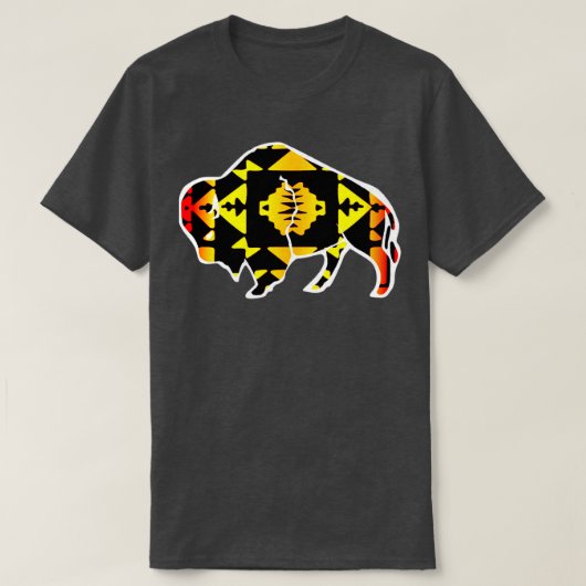 Fire Color Native Print Buffalo T-shirt (Design voorkant)