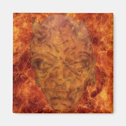 Fire Demon Square Magnet Magneet (Voorkant)