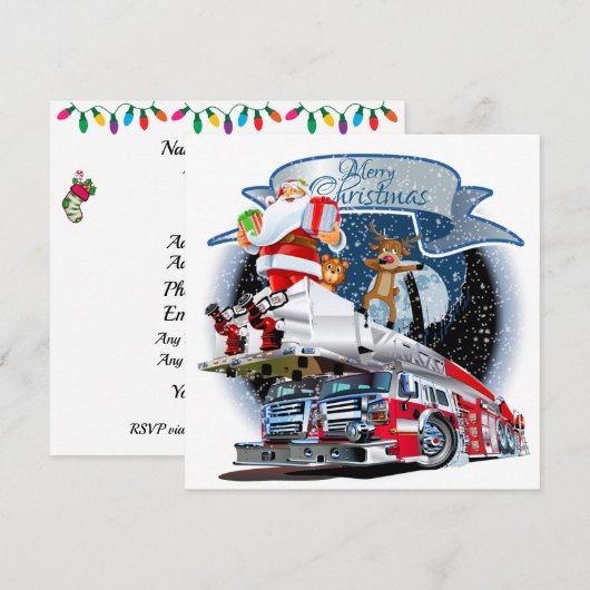 Fire Department Christmas HD Print Kaart (Voorkant / Achterkant)
