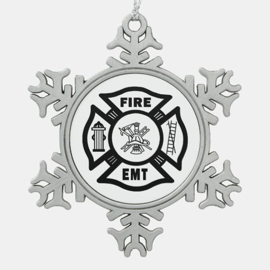 Fire Dept EMT Tin Sneeuwvlok Ornament (Voorkant)