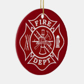 Fire Dept Maltese Cross Circle Ornament (Rechts)