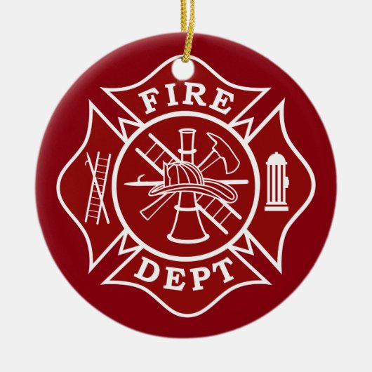 Fire Dept Maltese Cross Circle Ornament (Voorkant)