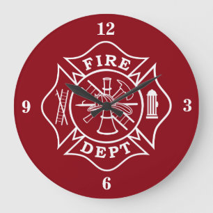 Fire Dept Maltese Cross Large Wall Clock Grote Klok