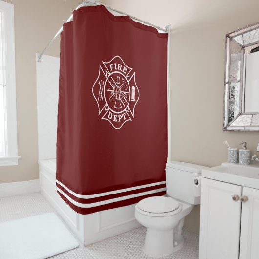 Fire Dept Maltese Cross Shower Curtain Douchegordijn (In situ)