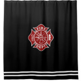 Fire Dept Maltese Cross Shower Curtain Douchegordijn (Voorkant)