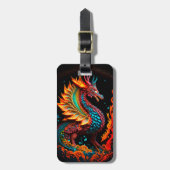 Fire Dragon Castle Fantasy Art Mythical Creaters Bagagelabel (Voorkant verticaal)