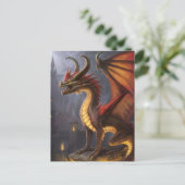 Fire Dragon Castle Fantasy Art Mythical Creaters Briefkaart (Staand voorkant)