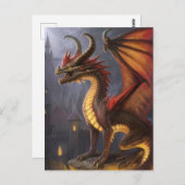 Fire Dragon Castle Fantasy Art Mythical Creaters Briefkaart (Voorkant / Achterkant)