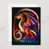Fire Dragon Castle Fantasy Art Mythical Creaters Briefkaart (Voorkant / Achterkant)