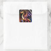 Fire Dragon Castle Fantasy Art Mythical Creaters Vierkante Sticker (Tas)