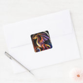 Fire Dragon Castle Fantasy Art Mythical Creaters Vierkante Sticker (Envelop)
