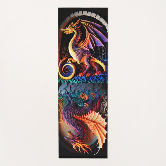 Fire Dragon Castle Fantasy Art Mythical Creaters Yogamat (Voorkant)