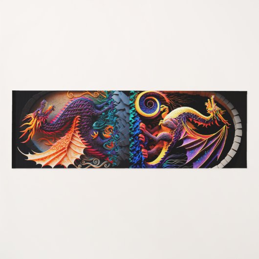 Fire Dragon Castle Fantasy Art Mythical Creaters Yogamat (Voorkant (horizontaal))