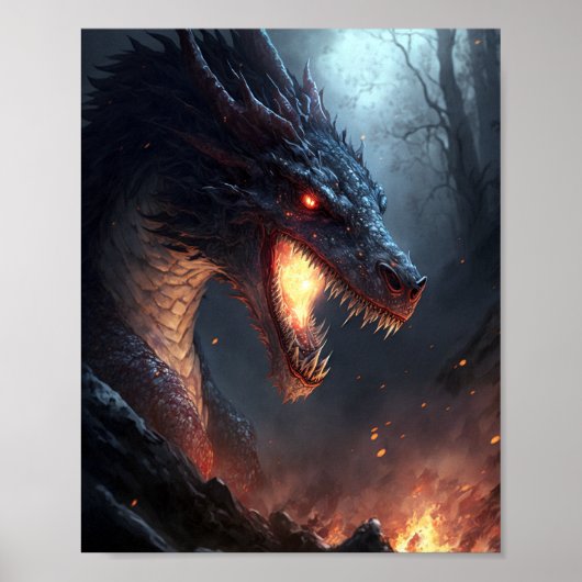 Fire Dragon Fantasy Art Poster (Voorkant)