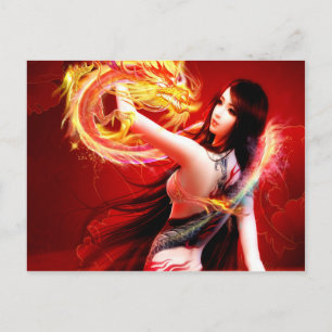 Fire Dragon Girl Briefkaart
