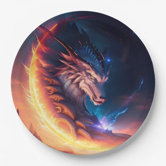 Fire Dragon Landschap Papieren Bordje (Voorkant)