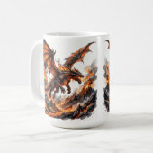 Fire Dragon Mug | Flaming Dragon Accent Coffee Mug (Devant gauche)