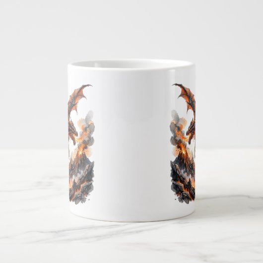 Fire Dragon Mug | Flaming Dragon Accent Coffee Mug (Devant)