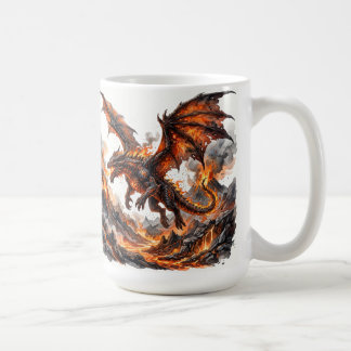 Fire Dragon Mug | Flaming Dragon Accent Coffee Mug Koffiemok