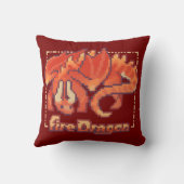Fire Dragon, Pixel Art, pixelart Kussen (Achterkant)