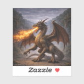 Fire Dragon Sticker – Fierce Mythical Dragon (Feuille)