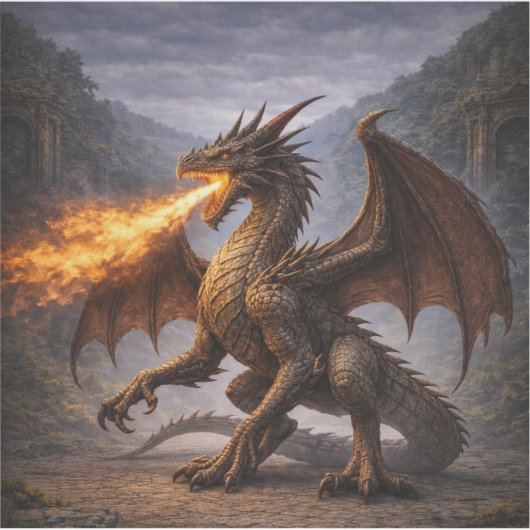 Fire Dragon Sticker – Fierce Mythical Dragon (Devant)