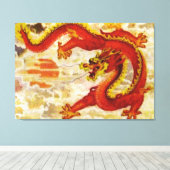 Fire Dragon Stretched Canvas (Insitu (Houten vloer))