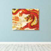Fire Dragon Stretched Canvas Afdruk (Insitu (Houten vloer))