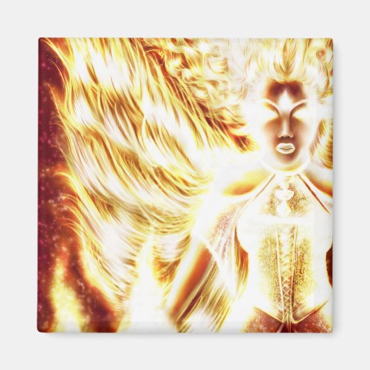 Fire Elemental Square Magnet van Nellis Eketorp Magneet (Voorkant)