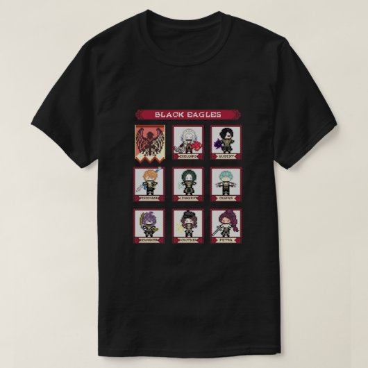 Fire Emblem Three Houses Black Eagles House Pixel T-shirt (Design voorkant)