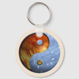 Fire en Ice Yin Yang Sleutelhanger