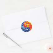 Fire en Ice Yin-Yang Vierkante Sticker (Envelop)