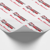 Fire Engine Merry kerst Cadeaupapier (Hoek)