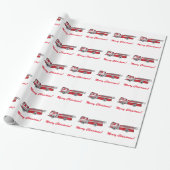 Fire Engine Merry kerst Cadeaupapier (Uitgerold)