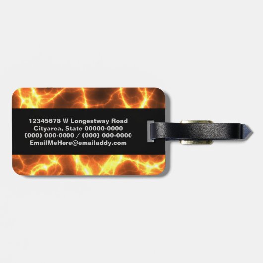 Fire Fiery Lava Hot Burning gesmolten - Monogramme Bagagelabel (Achterkant horizontaal)
