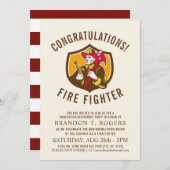 Fire Fighter Retro Style Afstuderen Aankondiging (Voorkant / Achterkant)