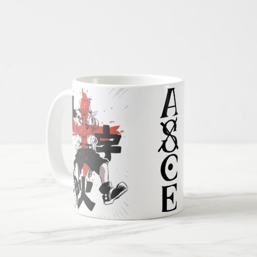 🔥Fire Fist Anime Coffee Mug – Flame Pirate☕ Koffiemok (Voorkant links)