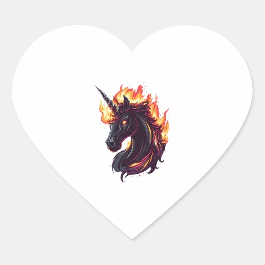 Fire & Flame Unicorn (1) Hart Sticker (Voorkant)