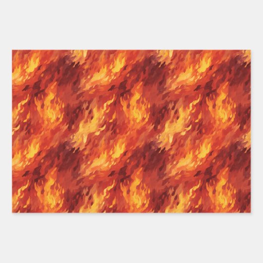 Fire Flame Wrapping Paper Flat Sheet Set (Voorkant)
