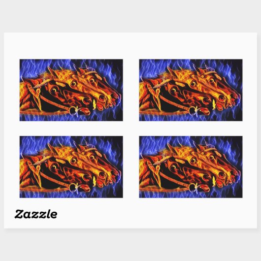 Fire Flames Original abstract Horses animal art Rechthoekige Sticker (Vel)