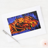 Fire Flames Original abstract Horses animal art Rechthoekige Sticker (Envelop)