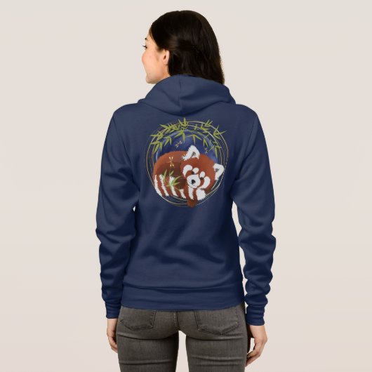 FIRE FOX red panda zip hoodie BACK en FRONT art (Achterkant volledig)