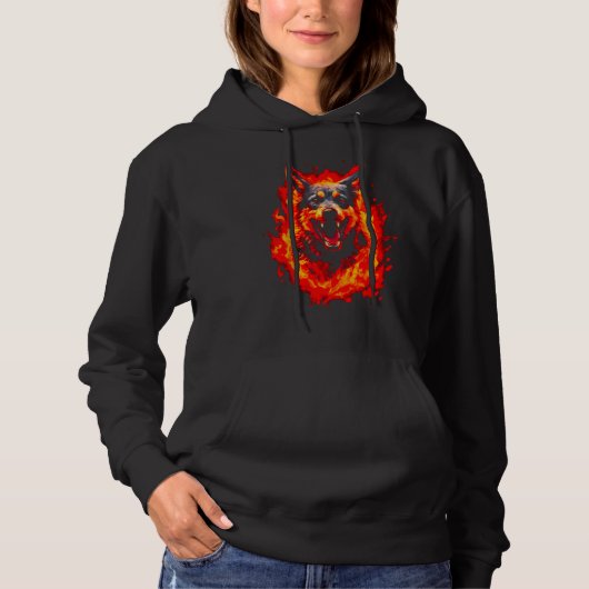 Fire German Shepherd Dog Hoodie (Voorkant)
