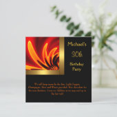 Fire Gold Black 30th Birthday Party Kaart (Staand voorkant)