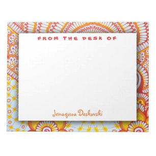 Fire Hot Red Oranje Yellow Boho Floral Pattern Notitieblok