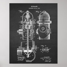 Fire Hydrant Blueprint Patent Art nr. 6 Poster